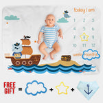 The Pirate Baby Milestone Blanket – Personalized Photo Prop & Gift