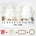 بطانية مراحل نمو الطفل – تصميم أرض التوأم | متتبع النمو الشهري للمواليد وهدية مثالية مخصصة بالإسم