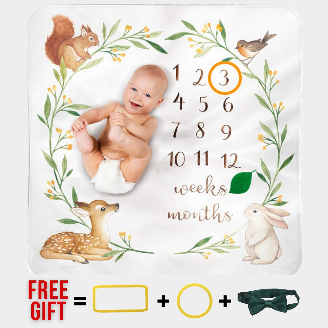 The Woodland Baby Milestone Blanket – Personalized Photo Prop & Gift