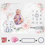 The Cute Elephant Baby Milestone Blanket – Personalized Photo Prop & Gift