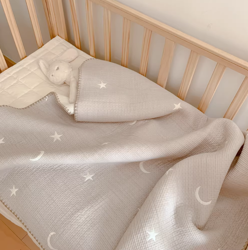 Reversible Cotton Baby Blanket | Soft Korean-Style Jacquard Knit