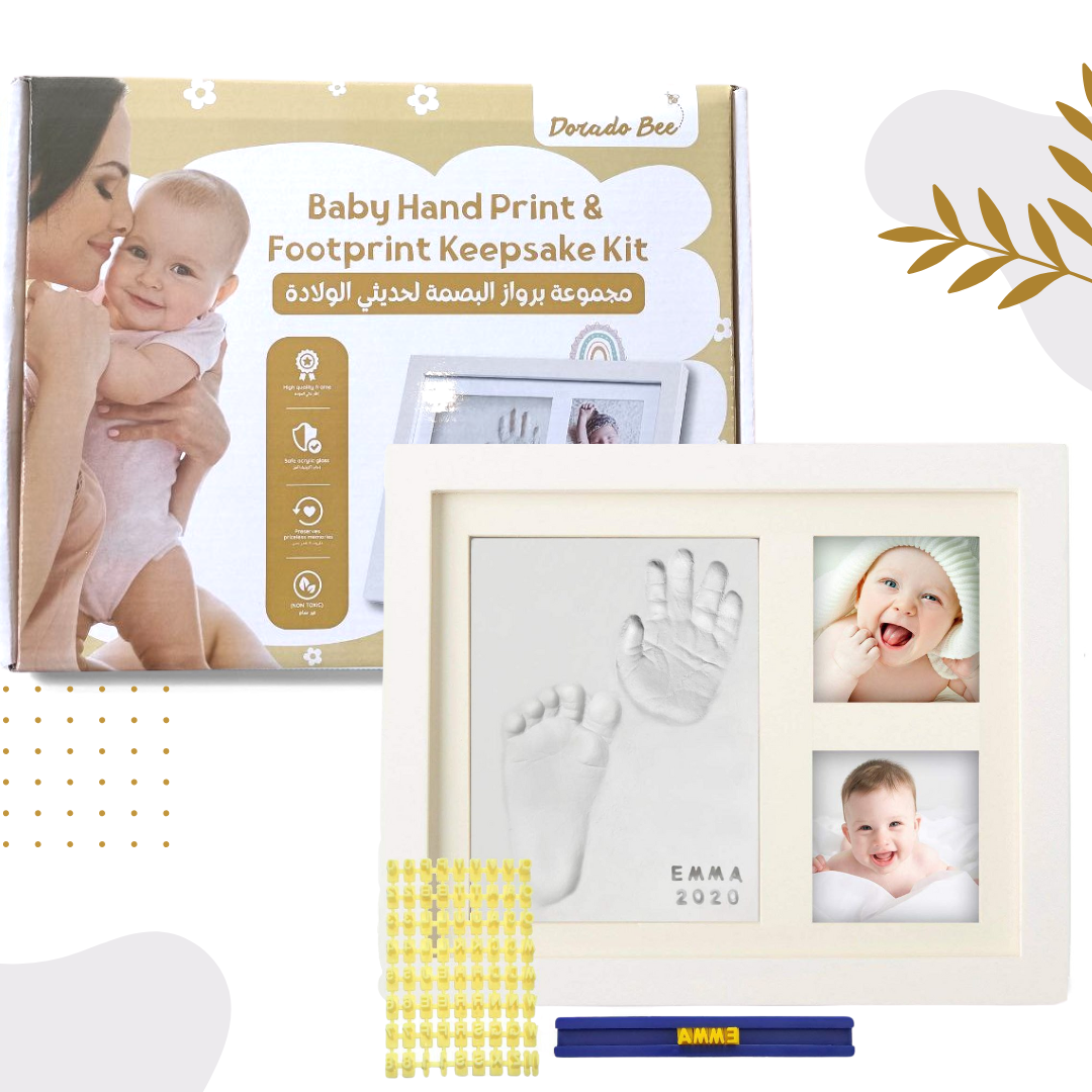 Baby Handprint and Footprint Keepsake Frame - Preserve Your Baby's Precious Memories Forever