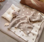 Reversible Cotton Baby Blanket | 100x110cm Double-Sided Jacquard Knit شعملن الاردن